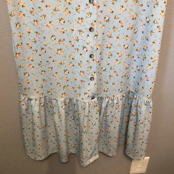 NEW Topshop Jersey midi dress pale blue women’s 6 floral cottagecore ruffle - Picture 4 of 16